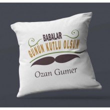 Kişiye Özel Babalar Günün Kutlu Olsun 5 Tasarım Saten Kare Yastık