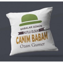Kişiye Özel Babalar Günün Kutlu Olsun 4 Tasarım Saten Kare Yastık