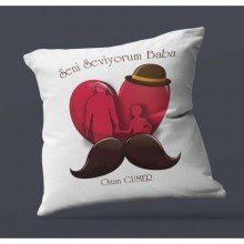 Kişiye Özel Seni Seviyorum Baba Tasarımlı Saten Kare Yastık