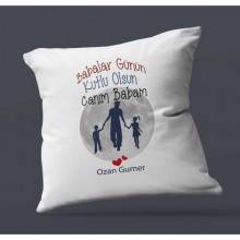 Kişiye Özel Babalar Günün Kutlu Olsun 12 Tema Saten Kare Yastık
