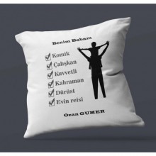 Kişiye Özel Benim Babam Tasarımlı Saten Kare Yastık