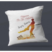 Kişiye Özel Dünyanın En İyi Arkadaşı 2 Temalı Saten Kare Yastık