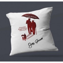 Kişiye Özel Dünüm Bugünüm Yarınım Tasarımlı Saten Kare Yastık