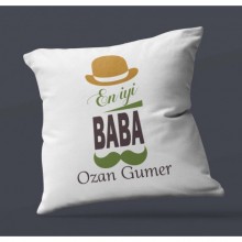Kişiye Özel En İyi Baba Tasarımlı Saten Kare Yastık