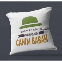 Babalara Özel Amca Baba Yarısı Tasarımlı Saten Kare Yastık