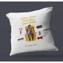 Babalara Özel Babalar Günün Kutlu Olsun 6 Tema Saten Kare Yastık