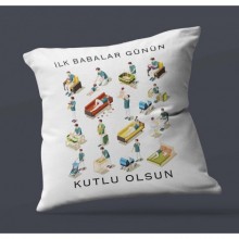 Babalara Özel İlk Babalar Günü Temalı Kare Yastık