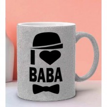 Babalara Özel I Love Baba Tasarımlı 2 Gümüş Simli Kupa
