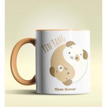 Kişiye Özel Yin Yang Pet's Köpek Tasarımlı Turuncu Renk Kupa