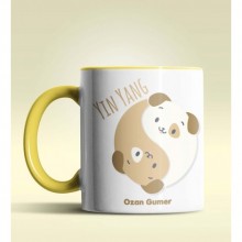 Kişiye Özel Yin Yang Pet's Köpek Tasarımlı Sarı Renk Kupa