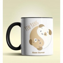 Kişiye Özel Yin Yang Pet's Köpek Tasarımlı Siyah Renk Kupa