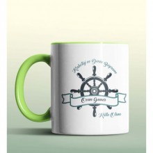 Kişiye Özel Kabotaj ve Deniz Bayramı Tasarımlı Yeşil Kupa Bardak