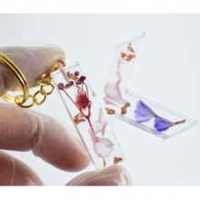 İsme Özel K Harfi Temalı Epoksi Anahtarlık | Red & Purple Flower