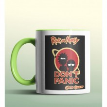Kişiye Özel Rick and Morty Dont Panic Yeşil Renk Kupa