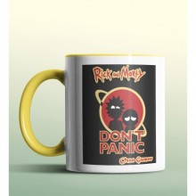 Kişiye Özel Rick and Morty Dont Panic Sarı Renk Kupa