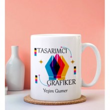 Kişiye Özel Tasarımcı Grafiker Tasarımlı Beyaz Kupa