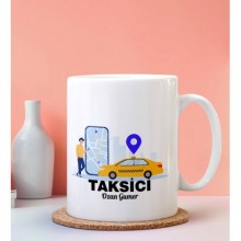 Kişiye Özel Taksici Tasarımlı Beyaz Kupa