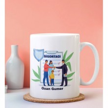 Kişiye Özel Sigortacı Tasarımlı Beyaz Kupa