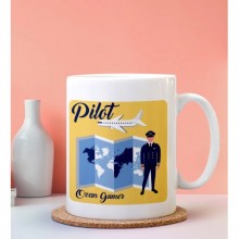 Kişiye Özel Pilot Tasarımlı Beyaz Kupa