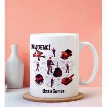 Kişiye Özel Madenci Tasarımlı Beyaz Kupa