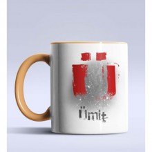 Kişiye Özel Ü Harfi Temalı Çizim Tasarım Turuncu Renk Kupa