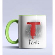 Kişiye Özel T Harfi Temalı Çizim Tasarım Yeşil Renk Kupa