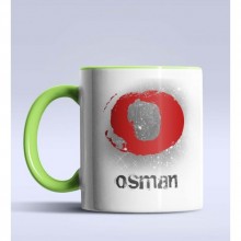 Kişiye Özel O Harfi Temalı Çizim Tasarım Yeşil Renk Kupa