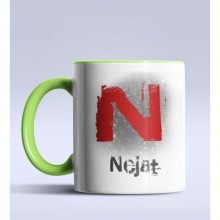 Kişiye Özel N Harfi Temalı Çizim Tasarım Yeşil Renk Kupa