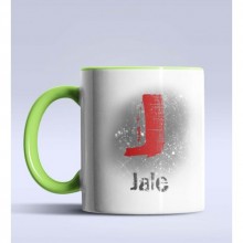 Kişiye Özel J Harfi Temalı Çizim Tasarım Yeşil Renk Kupa