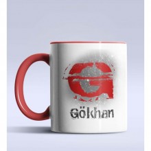 Kişiye Özel G Harfi Temalı Çizim Tasarım Kırmızı Renk Kupa