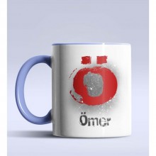 Kişiye Özel Ö Harfi Temalı Çizim Tasarım Mavi Renk Kupa