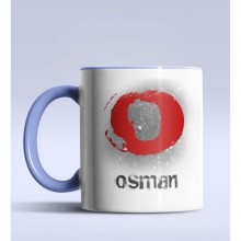 Kişiye Özel O Harfi Temalı Çizim Tasarım Mavi Renk Kupa