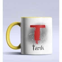 Kişiye Özel T Harfi Temalı Çizim Tasarım Sarı Renk Kupa