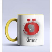 Kişiye Özel Ö Harfi Temalı Çizim Tasarım Sarı Renk Kupa