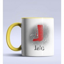 Kişiye Özel J Harfi Temalı Çizim Tasarım Sarı Renk Kupa