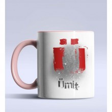 Kişiye Özel Ü Harfi Temalı Çizim Tasarım Pembe Renk Kupa