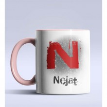 Kişiye Özel N Harfi Temalı Çizim Tasarım Pembe Renk Kupa