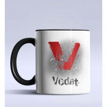 Kişiye Özel V Harfi Temalı Çizim Tasarım Siyah Renk Kupa