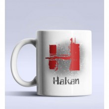 Kişiye Özel H Harfi Temalı Çizim Tasarım Beyaz Renk Kupa