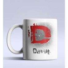 Kişiye Özel D Harfi Temalı Çizim Tasarım Beyaz Renk Kupa