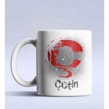 Kişiye Özel Ç Harfi Temalı Çizim Tasarım Beyaz Renk Kupa