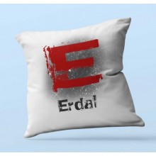 Kişiye Özel E Harfi Temalı Karakter Tasarım Saten Kare Yastık
