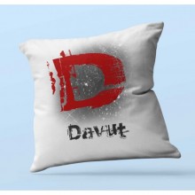 Kişiye Özel D Harfi Temalı Karakter Tasarım Saten Kare Yastık