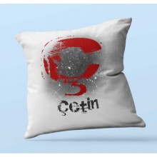 Kişiye Özel Ç Harfi Temalı Karakter Tasarım Saten Kare Yastık
