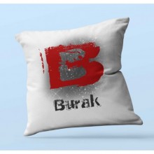Kişiye Özel B Harfi Temalı Karakter Tasarım Saten Kare Yastık