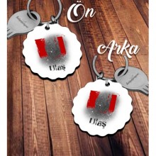 Kişiye Özel U Harfi Temalı Karakter Tasarım HDF Dalgalı Anahtarlık