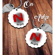 Kişiye Özel N Harfi Temalı Karakter Tasarım HDF Dalgalı Anahtarlık