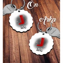 Kişiye Özel J Harfi Temalı Karakter Tasarım HDF Dalgalı Anahtarlık