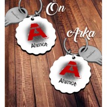 Kişiye Özel A Harfi Temalı Karakter Tasarım HDF Dalgalı Anahtarlık