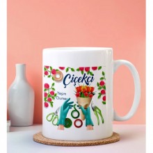 Kişiye Özel Çiçekçi Tasarımlı Beyaz Kupa